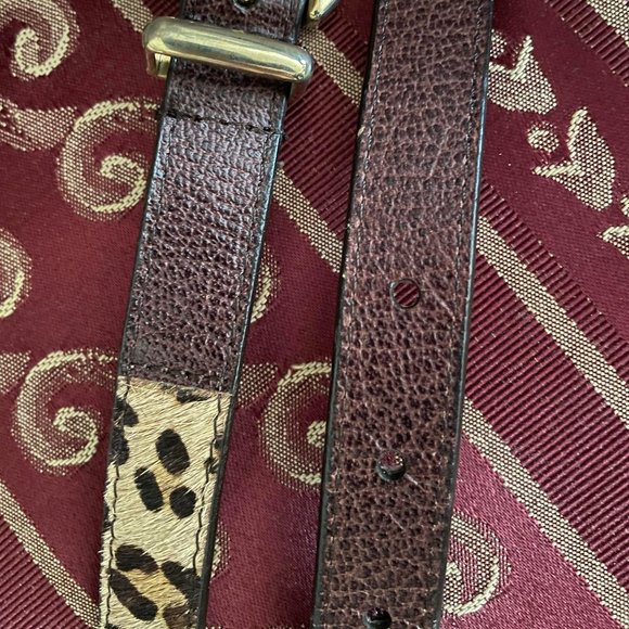 Vintage S Oscar la Renta Genuine Cowhide Leather Cheetah Belt Brown Beige Gold main image 4